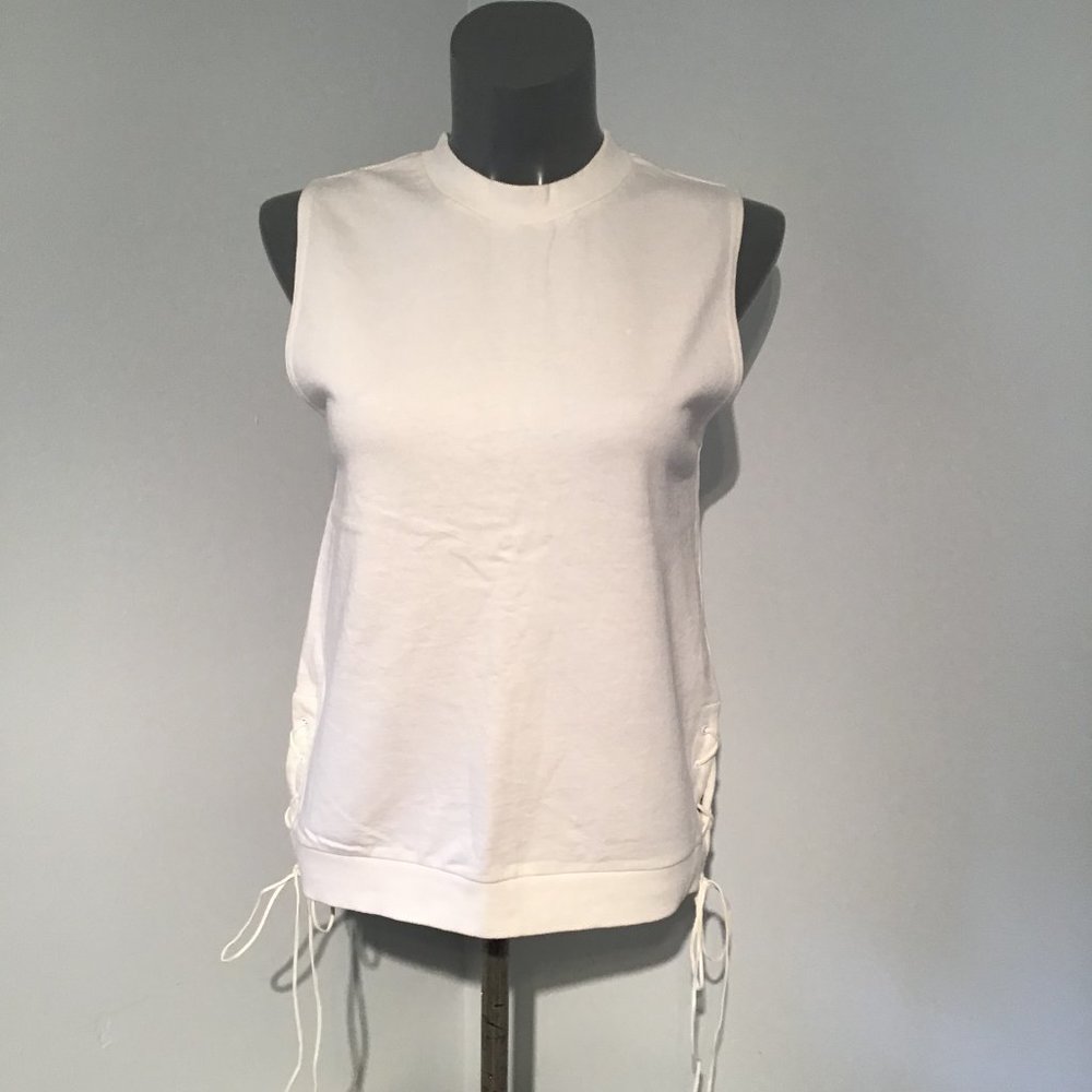 Murua  White Sleeveless Top with Lace Ties at Sides NWT